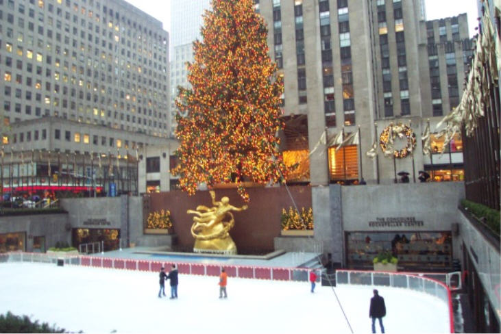 Early-morning ice-skaters